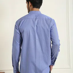 Mculine Men Standard Micro Ditsy Printed Band Collar Cotton Casual Shirt image 4