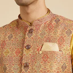 Manyavar Embroidered Woven Nehru Jacket image 5