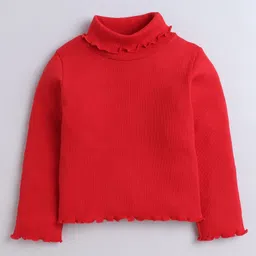 Aww Hunnie Pack Of 2 Cotton Rib Full Sleeves Solid Tees - Black & Red image 3