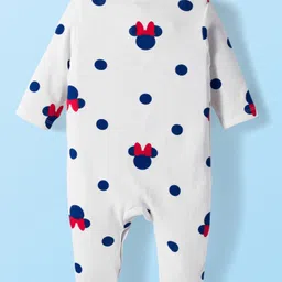 Babyhug Disney Interlock Knit Full Sleeves Sleepsuit With Minnie Mouse Graphics Pack Of 2 - Navy Blue & White image 2