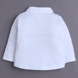 BUMZEE Cotton Knit Full Sleeves Solid Three Piece Party Suit Set with Attached Bow - Aqua Blue & White image 3