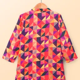 Babyhug Cambric Woven Full Sleeves Abstract Printed Kurta Pajama Set - Orange image 3