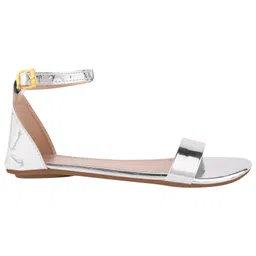 Shoetopia Glossy Finish With Buckle Closure Sandals - Silver image 4
