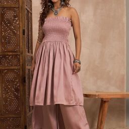 InWeave Women Solid A-Line Kurta with Palazzos-picture-5