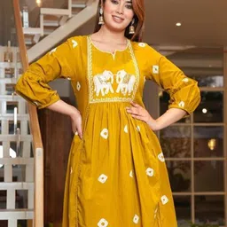 Anushansa Women Floral Embroidered Thread Work Kurta-image-9