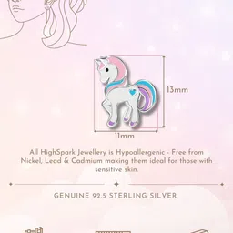 HighSpark 925 Sterling Silver Unicorn Studs Earrings image 2