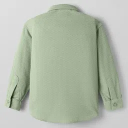 Rikidoos Full Sleeves Textured Shirt With Typography Printed Tee Set - Pista & White image 4