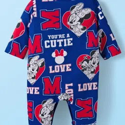 Babyhug Disney Interlock Knit Full Sleeves Sleepsuit With Minnie Mouse Graphics Pack Of 2 - Navy Blue & White image 4