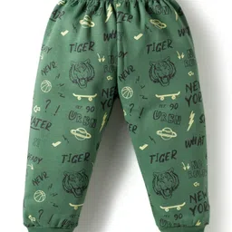 Teddy Fleece Knit Full Sleeves Co-Ord Winter Wear T-Shirt & Joggers Set with New York Text Print - Mint image 5