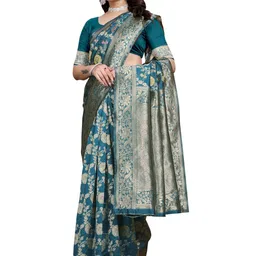 KANOODA Floral Zari Silk Blend Handloom Saree-picture-16