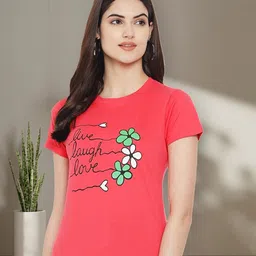 Tromko Women Typography 3 Printed Applique T-shirt image 2