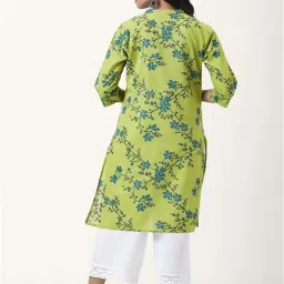 Rangmanch by Pantaloons Green Cotton Printed Straight Kurta image 2