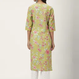 Rangmanch by Pantaloons Green Cotton Printed Straight Kurta image 2