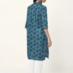 Rangmanch by Pantaloons Blue Cotton Printed Straight Kurta image 2