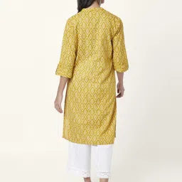 Rangmanch by Pantaloons Yellow Cotton Printed Straight Kurta image 2