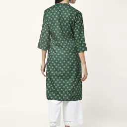 Rangmanch by Pantaloons Green Cotton Printed Straight Kurta image 2