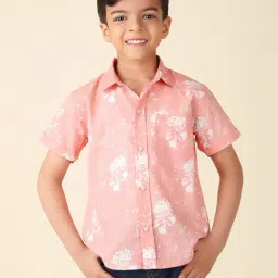Fabindia Kids Pink & White Cotton Floral Print Shirt-image-31