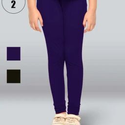 Lyra Kids Blue & Black Skinny Fit Leggings (Pack of 2)-picture-1