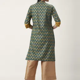 Rangmanch by Pantaloons Green Cotton Printed Straight Kurta image 2