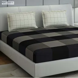 Monte Carlo Ramona Black Cotton 210 TC Queen Bedsheet with 2 Pillow Covers image 3