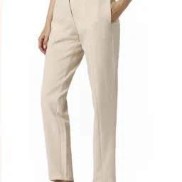 Van Heusen Beige Solid Trousers image 3