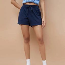 Ginger By Lifestyle Dark Blue Cotton Regular Fit Shorts-picture-38
