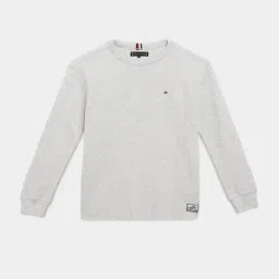 Tommy Hilfiger Grey Cotton Regular Fit Texture T-Shirt-image-22