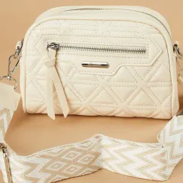 Ginger by Lifestyle Beige Quilted Sling Handbag-image-90