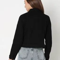 Vero Moda Black Regular Fit Denim Jacket image 3