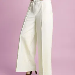 Bene Kleed White Pleated Wide Leg Trousers image 3