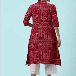 Rangmanch by Pantaloons Red Cotton Printed A Line Kurta image 2