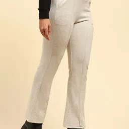 Global Republic Beige Solid Trousers image 3