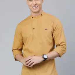 The Indian Garage Co Men Khaki Solid Short Kurta-picture-35