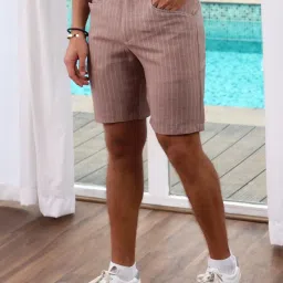 Campus Sutra Brown Regular Fit Striped Shorts image 3