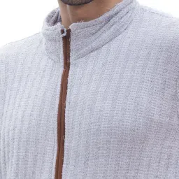 Campus Sutra Grey Regular Fit Striped Jacket image 3