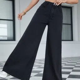 Kotty Black Cotton Lycra Solid Jeans image 3