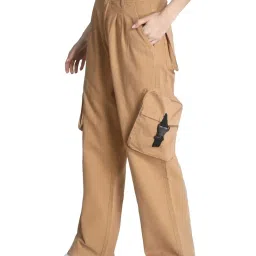 Bene Kleed Beige Cotton SolidTrousers image 3