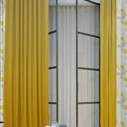 SPACES DRAPE STORY Elegant Floral Yellow & Cream Polyester 9 ft Long Door Curtains - Set of 4 image 2