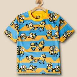 Kidsville Blue & Yellow Cotton Printed Minions T-Shirt image 2