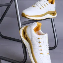 Columbus Men's White & Gold Casual Sneakers-image-57