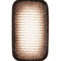 White Gold White & Brown Porcelain Rectangle Serving Platter With Handle image 3