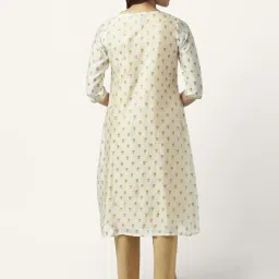 Rangmanch by Pantaloons Off-White Printed A Line Double Layer Kurta image 2