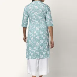 Rangmanch by Pantaloons Green Cotton Printed Straight Kurta image 2