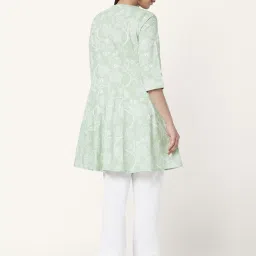 Rangmanch by Pantaloons Green Cotton Printed A Line Kurti image 2