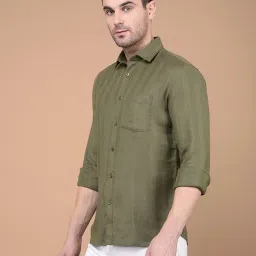 Crimsoune Club Olive Blended Slim Fit Stripes image 3