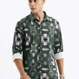 showoffff Showoff Green Slim Fit Abstract Shirt-picture-24