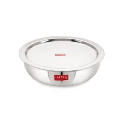 HAZEL Alfa 18 Gauge Premium Stainless Steel Tasra Kadhai with Lid, 1800 ml, Silver image 2