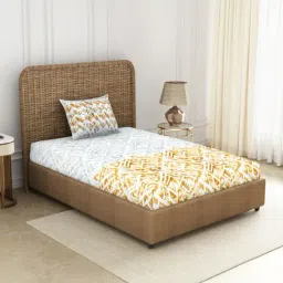 Spaces Grey 144 TC Cotton Printed Single Bed Sheet with 1 Pillow Covers-picture-16