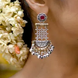 Teejh Ethnic Geometric Red Dual Tone Dangler image 2