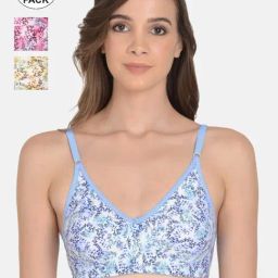 mod & shy Blue & Pink Printed Full Coverage Bra - Pack Of 3-picture-2